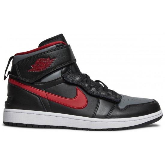 Air Jordan 1 High FlyEase 'Smoke Grey Gym Red' Black/Smoke Grey